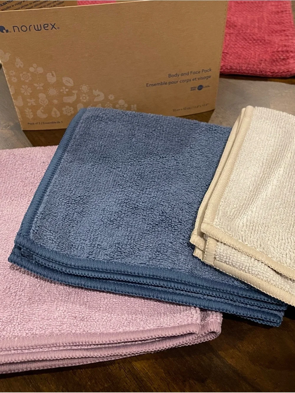 Norwex Microfiber Face & Body Towels in Blue, Pink, Cream